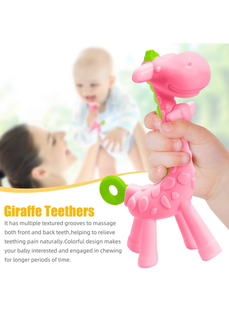 Mini treasures BPA Free Pack of 2 Baby Teething Toys Set Silicone Giraffe Shape Baby Teethers BPA Free Soothe Babies Gums for Babies Infants Toddlers Boys & Girls - Image 4
